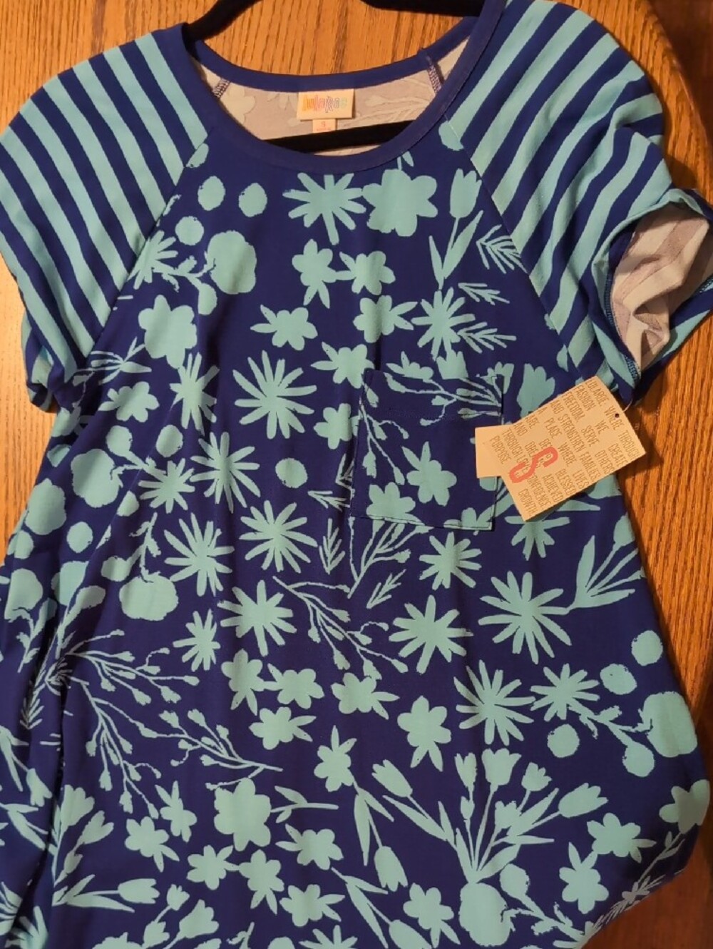 Blue Floral/Stripe Lularoe Carly Hi/Lo Hem Dress NWT Size S - Picture 7 of 9